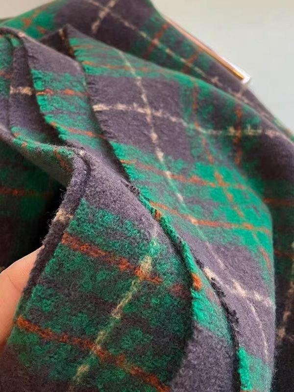 Fashionable Tartan Pattern Scarf, Casual Soft Warm Taasel Shawl for Women & Men, Fashion Accessories for Daily Wear, Trendy All-match & Exquisite Scarf for Birthday Gift