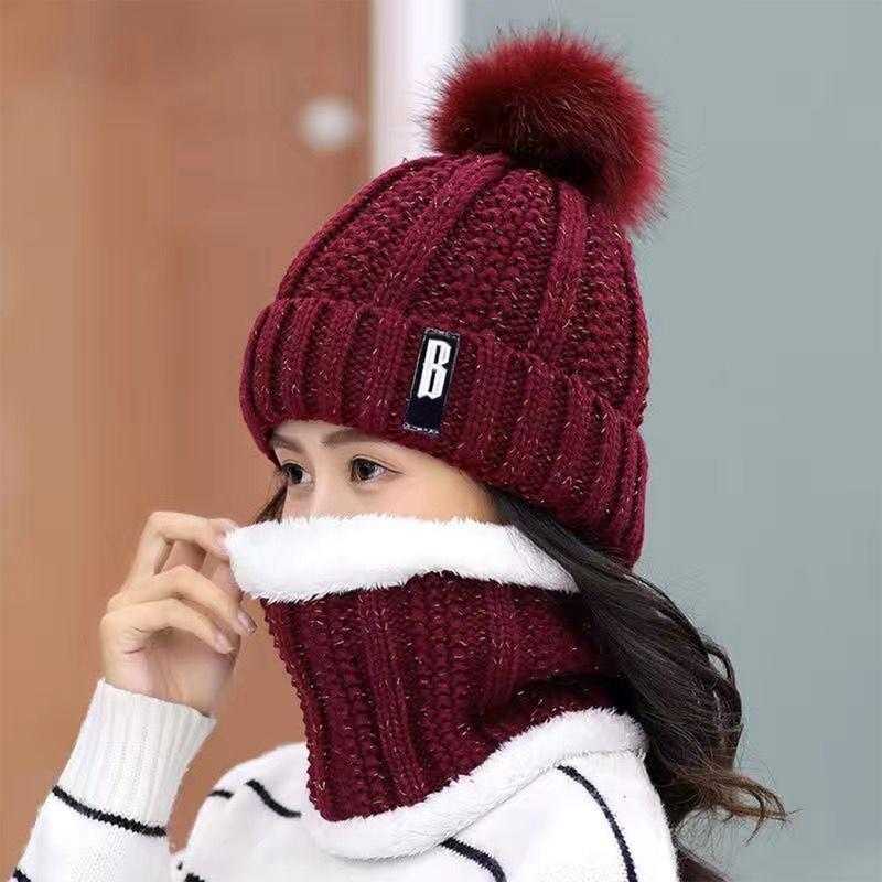 2pcs Winter Beanie Hat Scarf Set, Warm Knitting Skull Cap and Thicken Scarf For Women winter hat