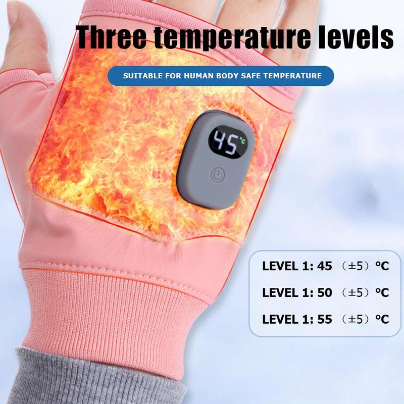 Portable Rechargeable Heated Gloves, Adjustable Temperature Hand Warmer, Windproof Gloves for Office, Outdoor Hiking, Cycling