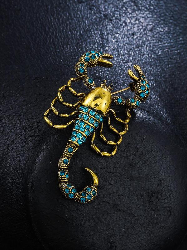 Fashion Rhinestone Decorated Scorpion Brooch Pin, Punk Rock Style Suit Accessories for Men & Women, Zinc Alloy Jewelry