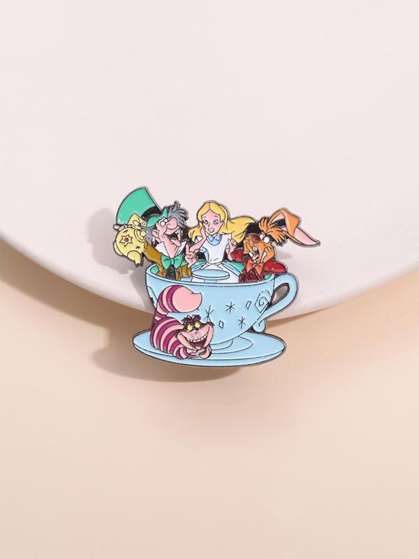 Cartoon Animal & Tea Cup Design Brooch, Cute Pin for Clothes & Hat & Backpack Decor, Trendy All-match & Exquisite Accessories for Birthday Gift