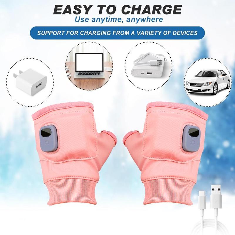 Portable Rechargeable Heated Gloves, Adjustable Temperature Hand Warmer, Windproof Gloves for Office, Outdoor Hiking, Cycling