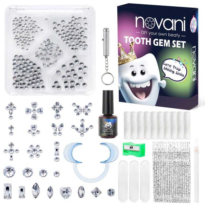 Tooth Gem Kit with Tool Easy to Install and Detach , 260 Pieces Flat Back Gem Multi Shaped for Teeth, Crystal Tooth Drill For Date And Party QiaoCrystalStar Holiday Gifts Give Girlfriend Gifts