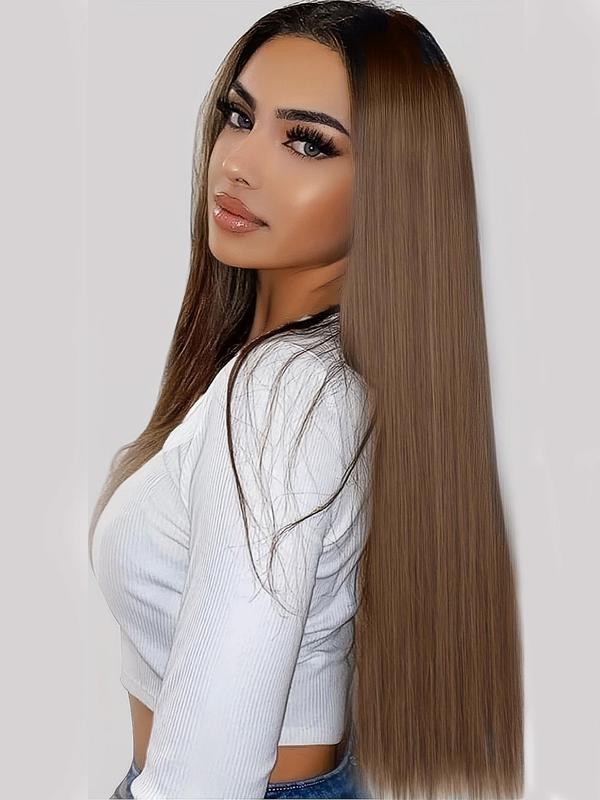 24 Inch Long Straight Clip-in Hair Extensions, 7 Counts set Heat Resistant Synthetic Hair Extensions for Women, Synthetic Hairpiece for Daily Hairstyle Ideas