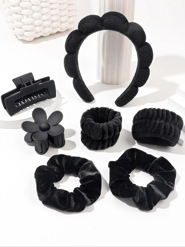 Women's Elegant Flower Design Hair Tie & Hair Claw & Hair Hoop, Cute Trendy Hair Tie & Hair Claw & Hair Hoop, Fashionable Hair Accessories Set for Women & Girls