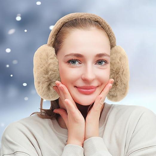 Solid Color Plush Earmuffs, Soft Ear Warmer, Foldable Ear Muffs, Comfortable Coldproof Earmuffs for Winter indoor & Outdoor