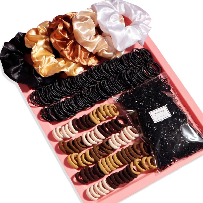 Colour Hair Accessories, Hair Ties, Scrunchies, Ponytail Holders, Traceless Ropes Set for , Women,  &  (2155 Pieces, Brown, Elastic Hair Ties)