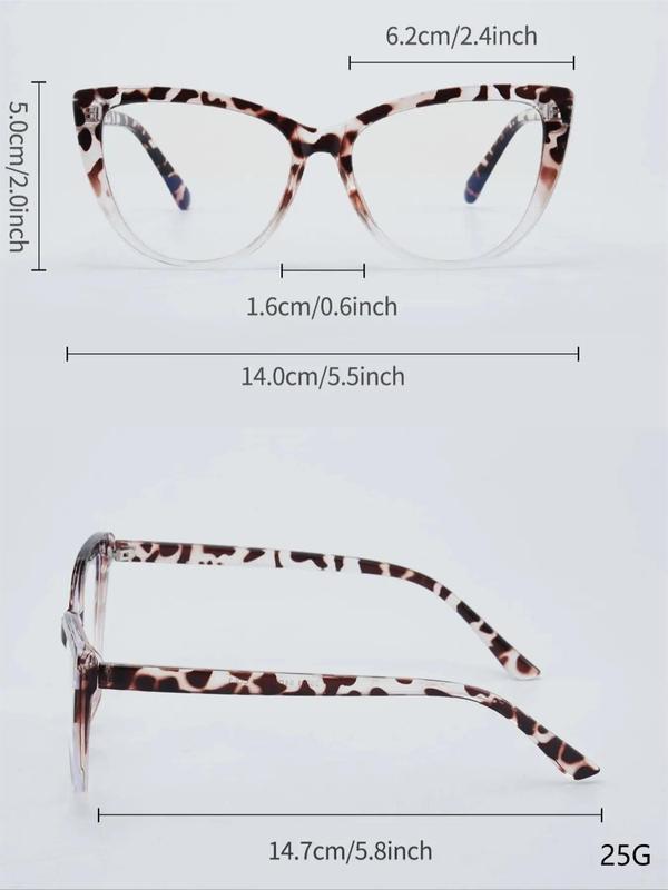 1 Pair Simple Tortoiseshell Eyeglasses for Men and Women As Gift, Trendy Cat Eye Frame Eyeglasses for Everyday Use, Fashion Accessory