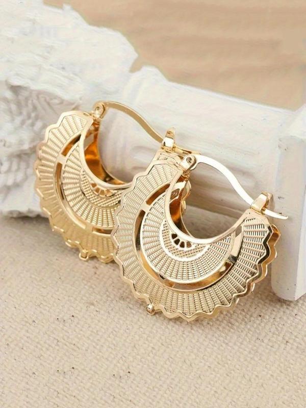 Vintage Geometric Design Hoop Earrings, Elegant Jewelry for Women, Trendy Accessories for Party and Daily Life