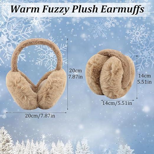 Solid Color Plush Earmuffs, Soft Ear Warmer, Foldable Ear Muffs, Comfortable Coldproof Earmuffs for Winter indoor & Outdoor