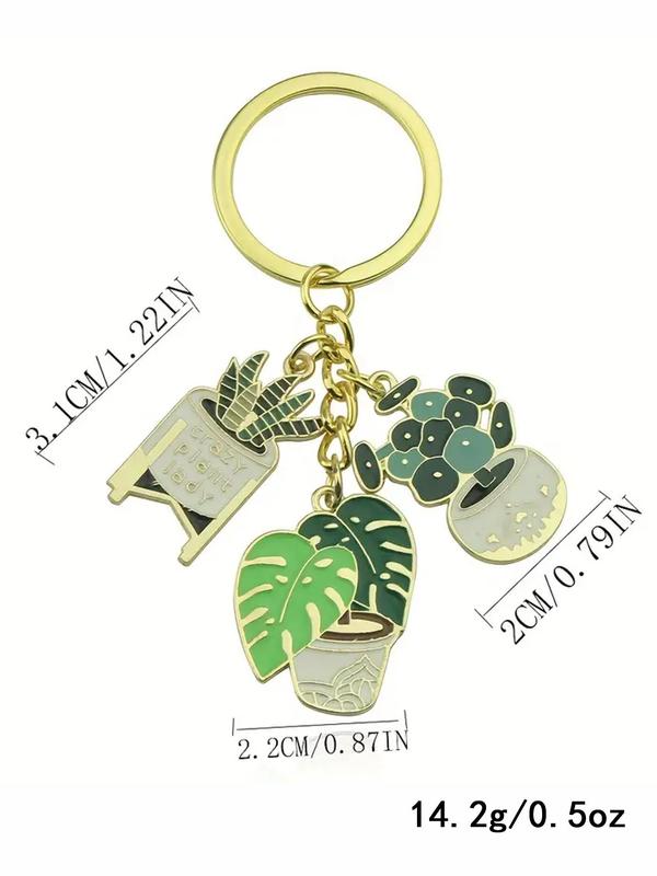 Letter Pattern Cute Succulent Plants Design Keychain, Funny Key Chain for Men & Women, Key Holder for Car Keys, Bag