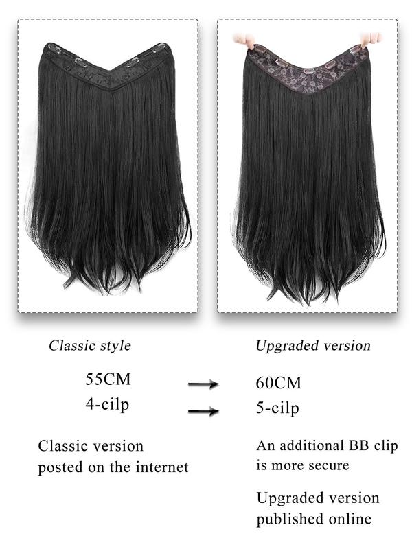 Long Straight Clip-in Hair Extensions, Synthetic Invisible Hair Extensions for Women for Daily, Cosplay, Anime or Costume Party, Striking Natural Fluffy Hair Wigs