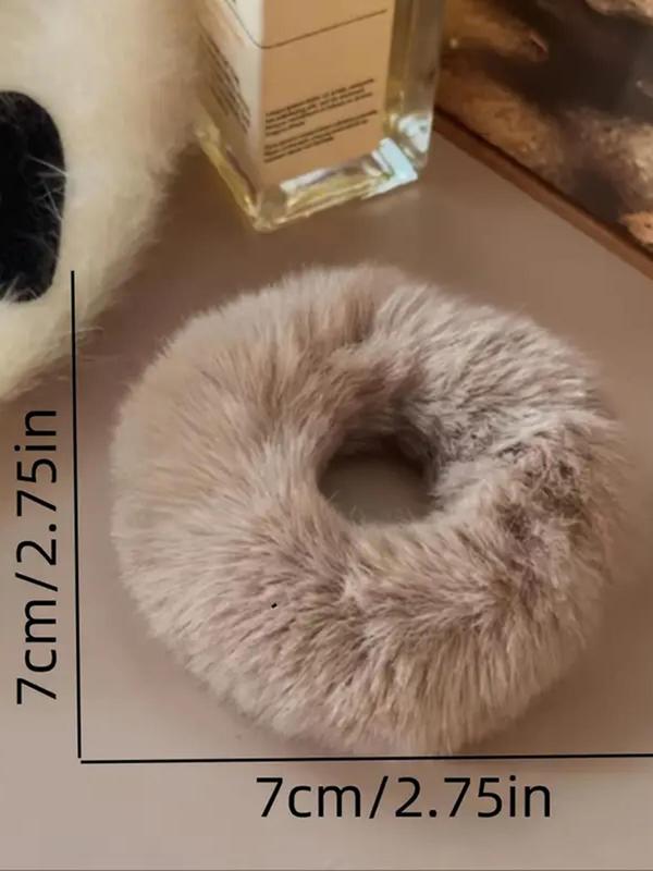 Solid Color Faux Fur Hair Tie, Cute Hair Tie, Fashion Hair Accessories for Women & Girls, Minimalist Headwear Suitable for Thick Hair