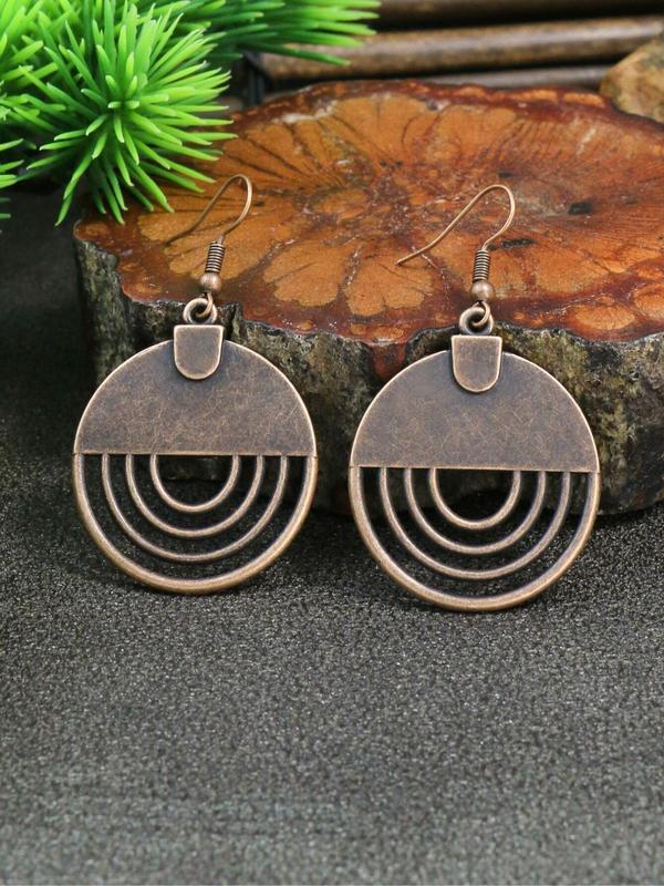 Vintage Hollow out Round Dangle Earrings, Simple Drop Earrings for Women for Party, Daily Clothing Decor, Summer Trendy All-match & Exquisite Jewelry for Birthday Gift