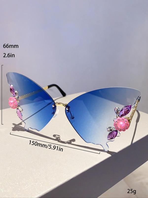 Women's Cute Butterfly Design Sunglasses, Rhinestone Decor Sunglasses for Everyday Use, Fashion Accessories for Outdoor Activities