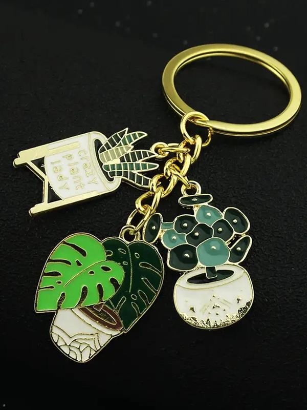 Letter Pattern Cute Succulent Plants Design Keychain, Funny Key Chain for Men & Women, Key Holder for Car Keys, Bag