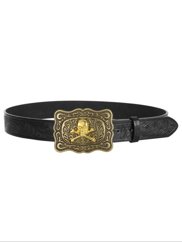 Men's Vintage Western Style Punk Buckle Belt, Fashion Ethnic Pattern PU Leather Belt for Party, Daily Clothing Decor, Trendy All-match & Exquisite Belt for Birthday Gift