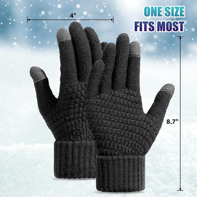 Womens Winter Gloves - Warm Soft Touchscreen Winter Gloves for Women, Elastic Cuff Knit Gloves for cold weather