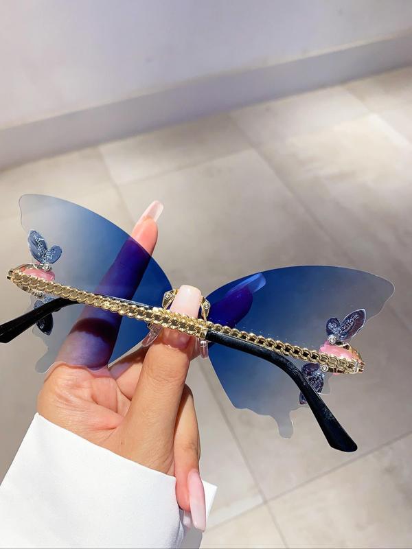 Women's Cute Butterfly Design Sunglasses, Rhinestone Decor Sunglasses for Everyday Use, Fashion Accessories for Outdoor Activities