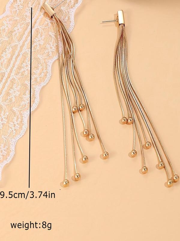 Women's Elegant Tassel Design Dangle Earrings, 1 Pair Exquisite Trendy Drop Earrings, Chic Gorgeous Jewelry As Gift for Girlfriend for Party Decor