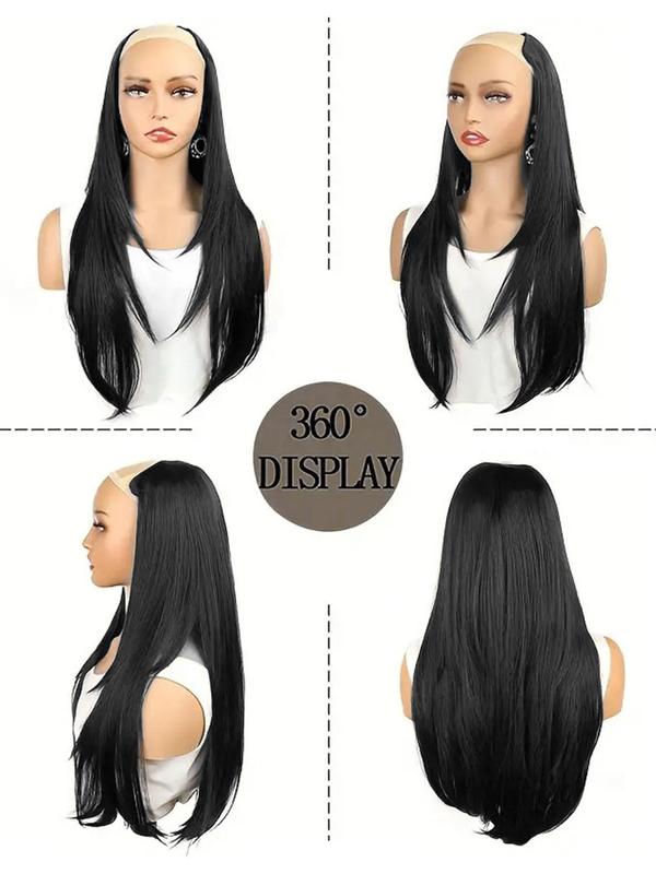 Long Straight Clip-in Hair Extensions, Synthetic Invisible Hair Extensions for Women for Daily, Cosplay, Anime or Costume Party, Striking Natural Fluffy Hair Wigs