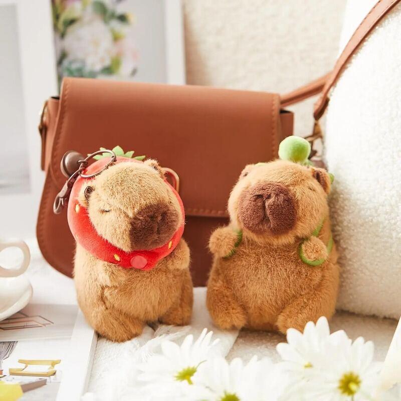 Cute Cartoon Capybara Pendant Plush Toy Doll Bag Hanging Ornaments Cute Kapila Keychain Doll Desktop Doll Ornaments Car Pendant