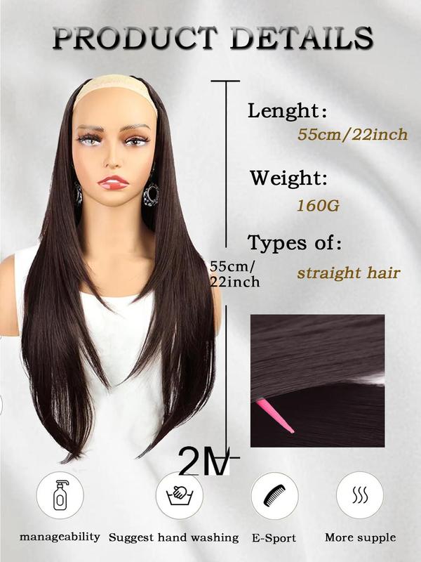 Long Straight Clip-in Hair Extensions, Synthetic Invisible Hair Extensions for Women for Daily, Cosplay, Anime or Costume Party, Striking Natural Fluffy Hair Wigs