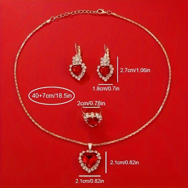 5pcs set Luxury Heart-Shaped Quartz Watch and Jewelry Set - Sparkling Rhinestone Accents, Analog Display, Valentine's Day Gift Idea for Her, Women's Fashion Accessory, Romantic Present