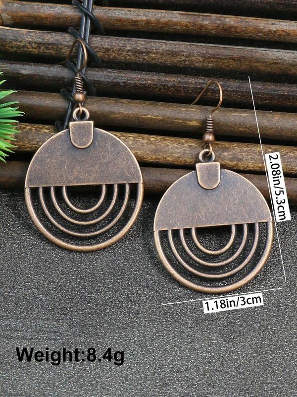 Vintage Hollow out Round Dangle Earrings, Simple Drop Earrings for Women for Party, Daily Clothing Decor, Summer Trendy All-match & Exquisite Jewelry for Birthday Gift