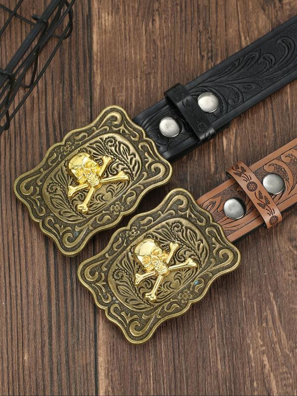 Men's Vintage Western Style Punk Buckle Belt, Fashion Ethnic Pattern PU Leather Belt for Party, Daily Clothing Decor, Trendy All-match & Exquisite Belt for Birthday Gift