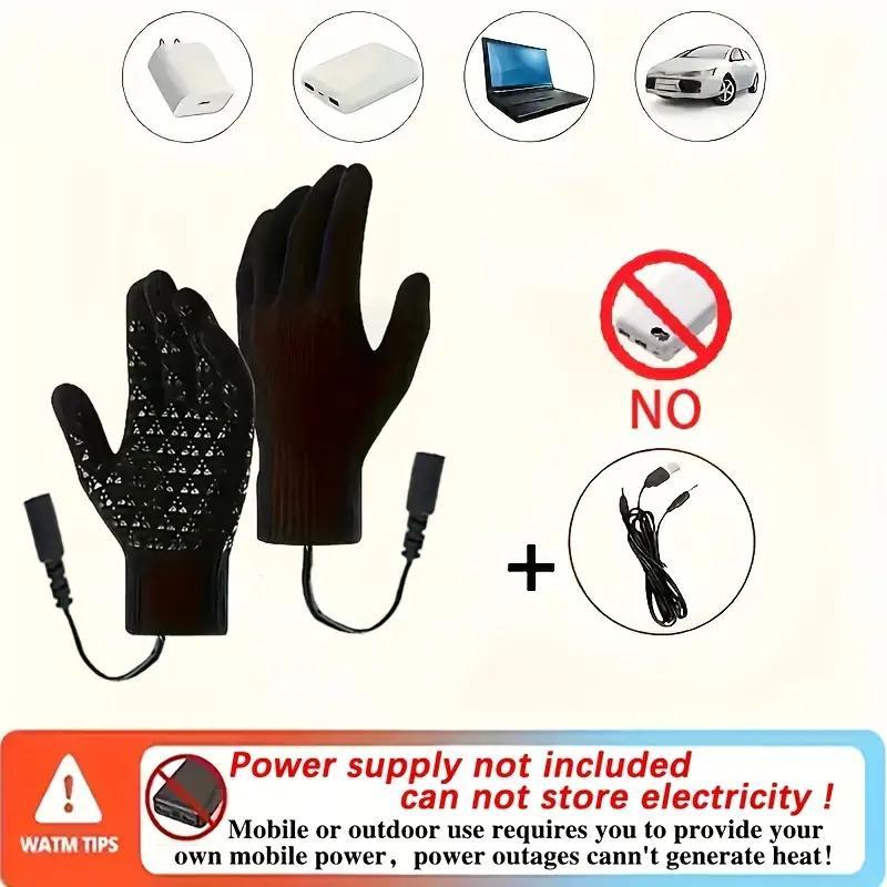 USB Heated Gloves, Touch Screen Compatible, Warm Heating, Elastic Cuffs, Thickened Non-slip Design, Wear-resistant, without Battery, USB Can Only Be Used When Plugged In, Suitable for Winter Unisex, Christmas Gift