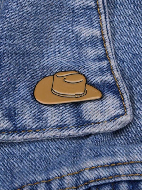 New Cowboy Hat Design Brooch, Enamel Pin Suitable for Backpacks, Jeans, Scarves, Hats Decoration, Trendy All-match & Exquisite Brooch for Birthday Gift