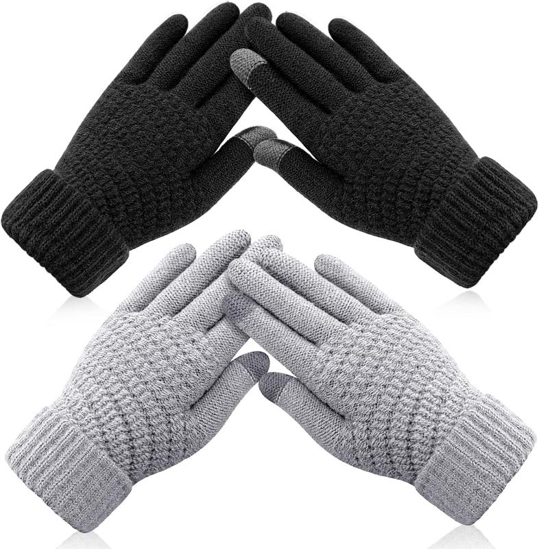 Womens Winter Gloves - Warm Soft Touchscreen Winter Gloves for Women, Elastic Cuff Knit Gloves for cold weather