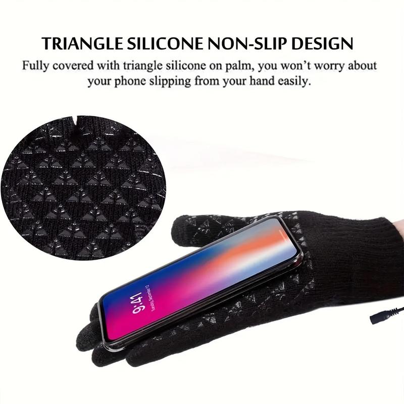 USB Heated Gloves, Touch Screen Compatible, Warm Heating, Elastic Cuffs, Thickened Non-slip Design, Wear-resistant, without Battery, USB Can Only Be Used When Plugged In, Suitable for Winter Unisex, Christmas Gift