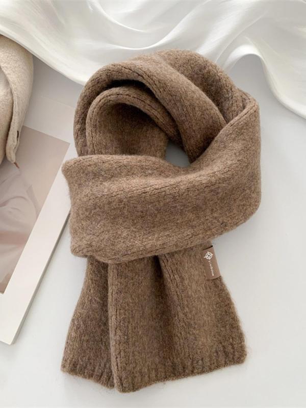 Solid Color Wool Blend Scarf, Casual Soft Warm Thick Shawl for Women & Men, Fashion Accessories for Daily Wear