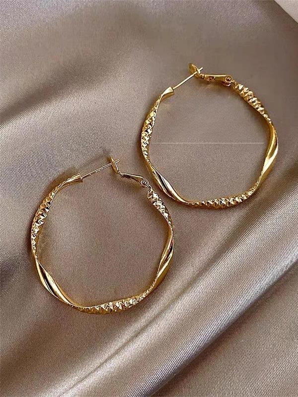 Minimalist Temperament Twist Design Rhinestone Decorated Hoop Earrings, 1 Pair Fashion Exquisite Silky Texture Design Hoop Earrings, Elegant Jewelry for Party, Daily Clothing Decor for Girl