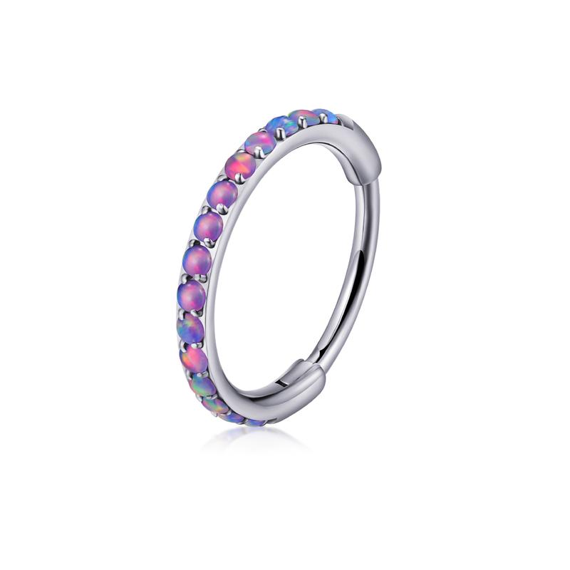 Titanium Micro Opal Hinged Nose Hoop | 20g