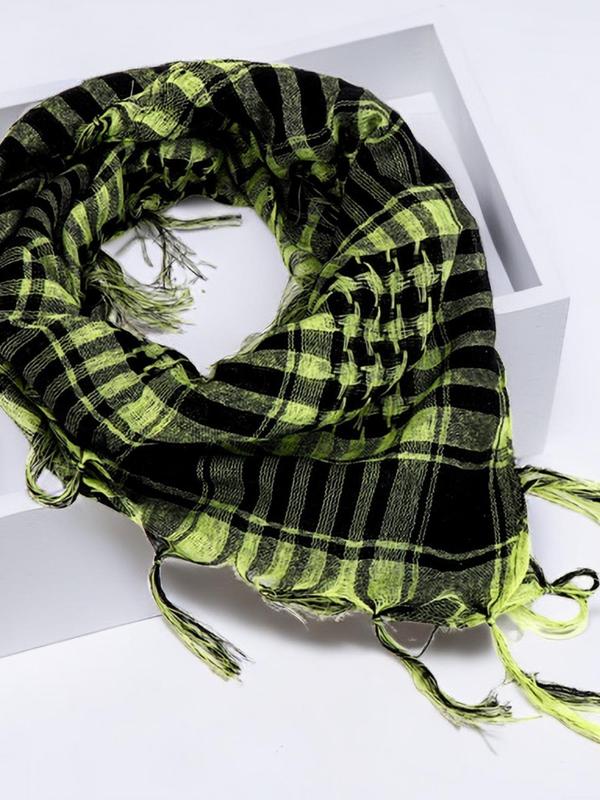 Plaid Print Scarf, Casual Street Style Wrap Shawl For Men & Women, Fashion Accessories For Outdoor Activities