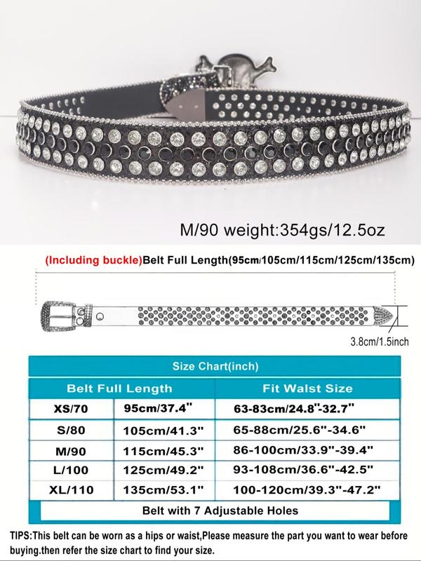 Unisex Punk Style Y2k Rhinestone Decor Glittering Belt, Trendy Luxury Hip Hop Belt, Chic Goth Accessories, Punk Accessories for Party Decor, Pair with A Belt To Transform Into Fashion and Bling Pants