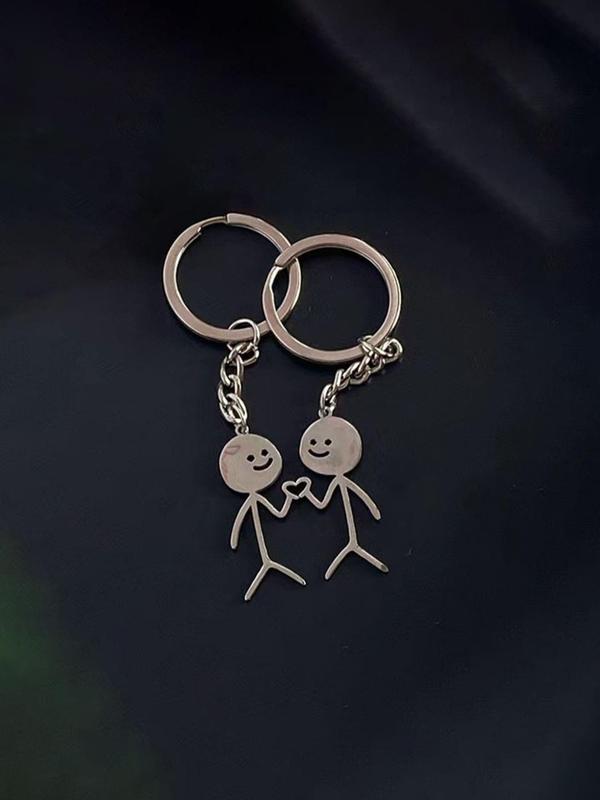 Casual Matching Couple Keychain for Spring, Fall Heart Decor Cartoon Design Keychain for Friends Gift, Cute Fashion Accessories, Fall Outfits, Earthtone Fall Freshness