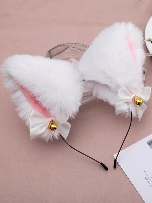 Cute Cat Ear & Bells Design Hair Hoop, Fashionable Hair Accessories for Women & Girls, Lovely Hairwear for Daily Used