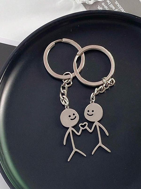 Casual Matching Couple Keychain for Spring, Fall Heart Decor Cartoon Design Keychain for Friends Gift, Cute Fashion Accessories, Fall Outfits, Earthtone Fall Freshness