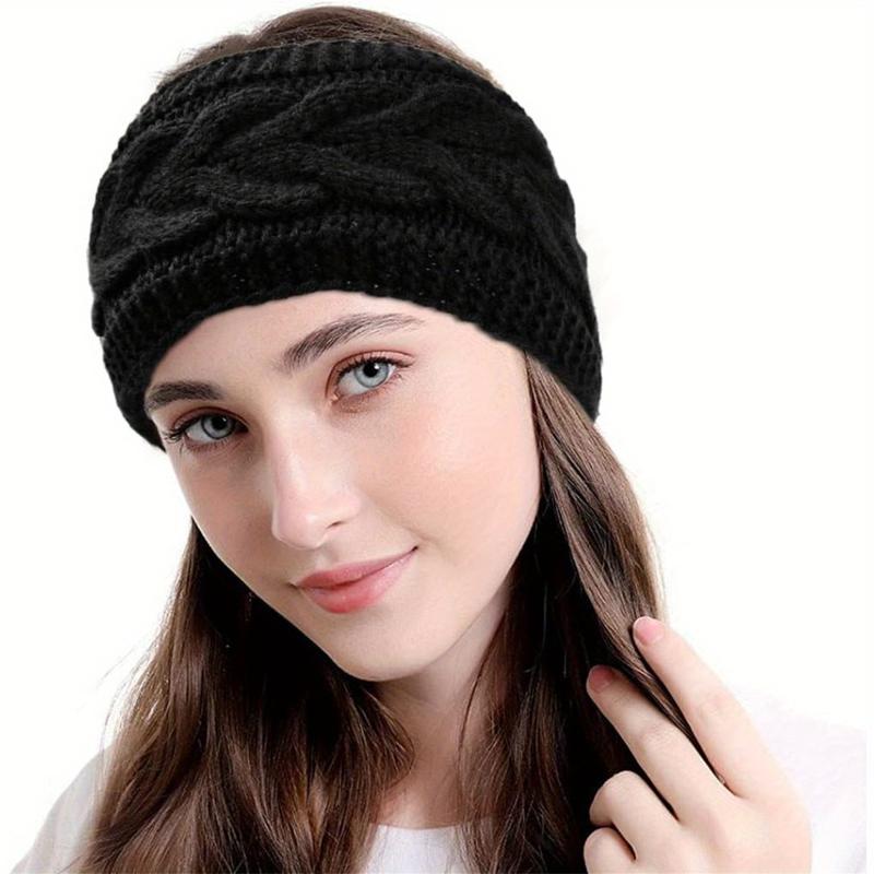 2pcs set Soft & Cozy Ribbed Fleece Knit Elastic Headbands - Warm Ear Warmer for Women with Classic Bowknot Design, Perfect for Daily Use in Autumn & Winter