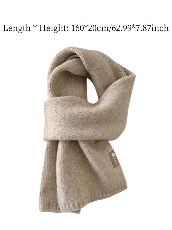 Solid Color Wool Blend Scarf, Casual Soft Warm Thick Shawl for Women & Men, Fashion Accessories for Daily Wear