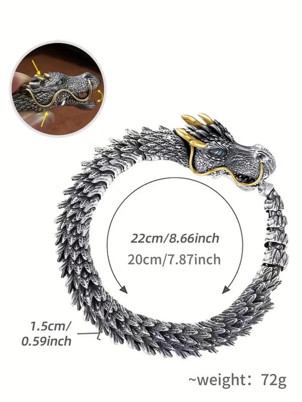 Vintage Dragon Design Bracelet, Punk Style Animal Design Bracelet for Men & Women, Fashion Jewelry for Party Decor, Trendy Exquisite Jewelry for Birthday Gift