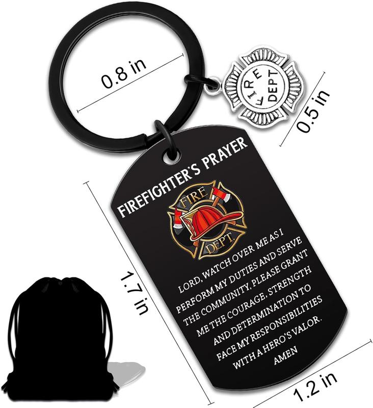 Firefighter Gifts for Men Him Firefighter Keychain Fire Fighter Gifts Adults Son Husband Cool Firefighter Gifts Firefighter Accessories Gifts for Firefighter Graduation Firefighters Prayer Keychain