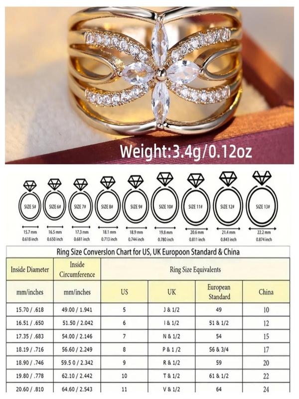 Women's Elegant Rhinestone Decorated Ring, Exquisite Trendy Ring, Fashionable Jewelry for Women As Gift for Daily & Party Decoration