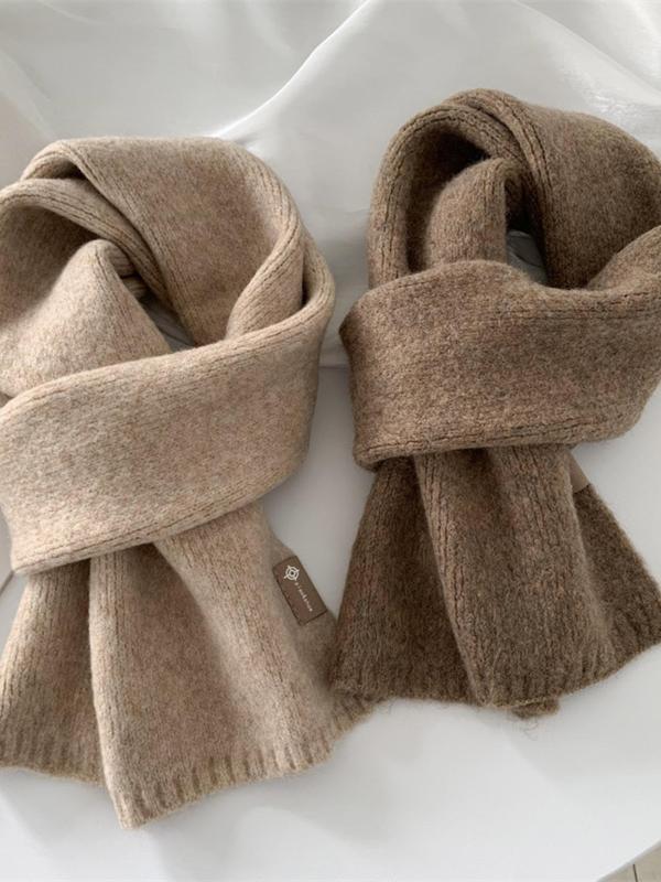 Solid Color Wool Blend Scarf, Casual Soft Warm Thick Shawl for Women & Men, Fashion Accessories for Daily Wear