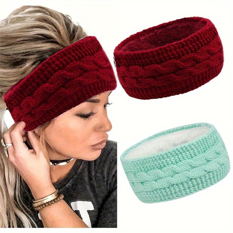 2pcs set Soft & Cozy Ribbed Fleece Knit Elastic Headbands - Warm Ear Warmer for Women with Classic Bowknot Design, Perfect for Daily Use in Autumn & Winter