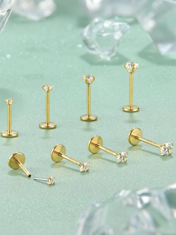 Rhinestone Decor Nose Studs, Stainless Steel Nose Rings, Body Jewelry for Women & Men, Hypoallergenic Piercing Jewelry